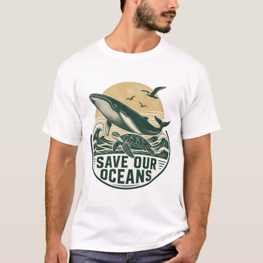 私たちの海を守ろう 環境保護 Tシャツ (正面)