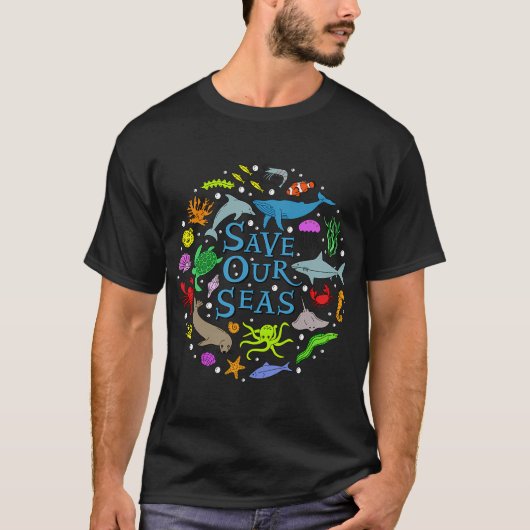 私たちの海を救え 海洋保護 I Tシャツ (正面)