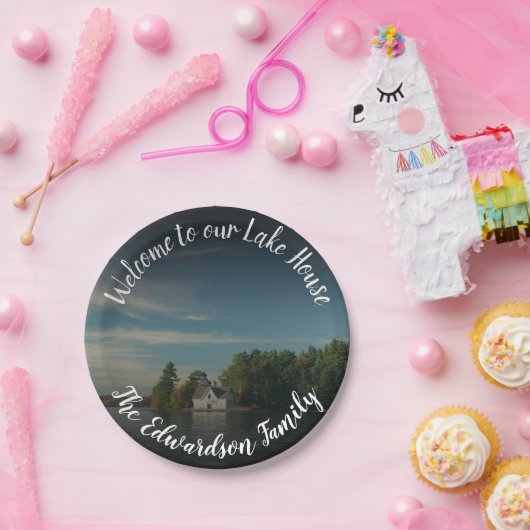 私たちの湖の家の家族に自分の歓迎を作成 ペーパープレート (パーティー)