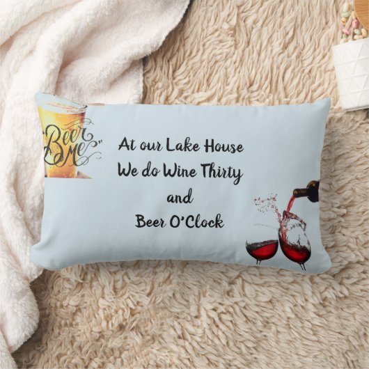 **私たちの湖の家は飲み物の規則**枕 ランバークッション (ブランケット)