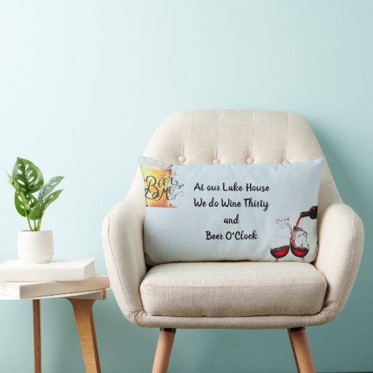 **私たちの湖の家は飲み物の規則**枕 ランバークッション (椅子)
