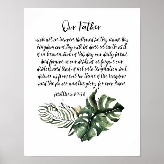 私たちの父ローズズ祈りの言葉、聖なる書物、 経典アート ポスター (正面)