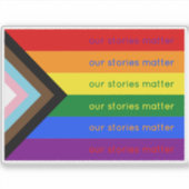 私たちの物語は大切 LGBTQ+プライド 交差する虹 シール (正面)