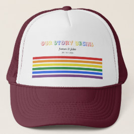 私たちの物語は始まる レインボーLGBTQフラッグ カップル キャップ