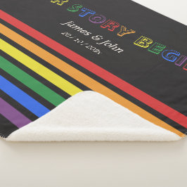 私たちの物語は始まる レインボーLGBTQフラッグ カップル シェルパブランケット