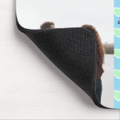 私たちの物語カップル写真コラージブルーハートパターン マウスパッド (コーナー)