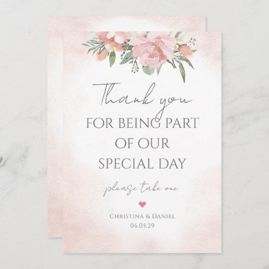私たちの特別な1日に参加してくれてありがとう フローラルビーチ 招待状 (正面/裏面)