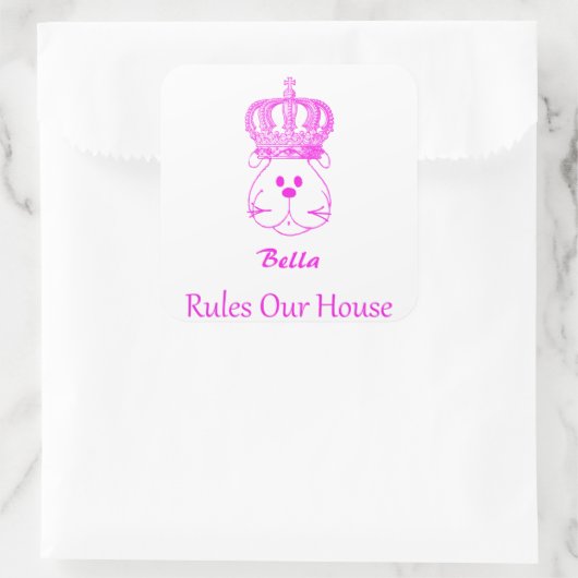 私たちの犬は私たちの家の正方形のステッカーを支配 スクエアシール (バッグ)