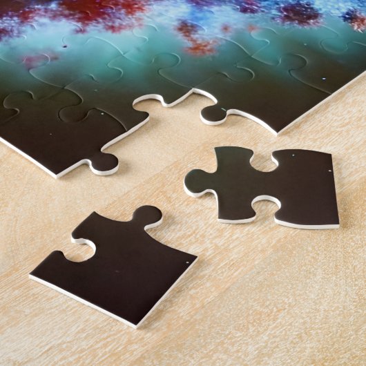 私たちの独自のミルキーウェイ銀河系の宇宙パープルパステル ジグソーパズル (側面)