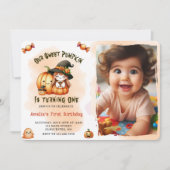 私たちの甘いカボチャの水の色の最初の誕生日の写真 招待状 (正面)