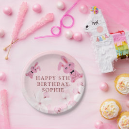 私たちの甘いバニープリンセスは5ターン！誕生日プレート ペーパープレート