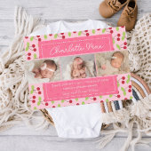私たちの甘い到着さくらんぼ女の子のベビー発表 案内状