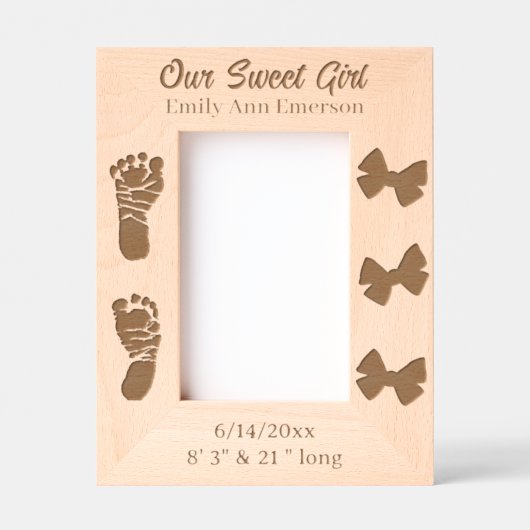 私たちの甘い女 | 新生児パーソナライズされた レーザー彫刻フレーム (正面)