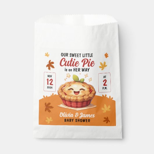 私たちの甘い小さなかわいこちゃんパイ秋ベビーシャワー フェイバーバッグ (正面)
