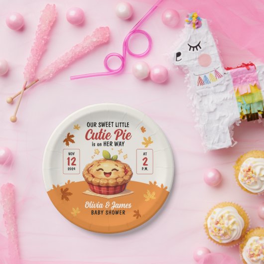 私たちの甘い小さなかわいこちゃんパイ秋ベビーシャワー ペーパープレート (パーティー)