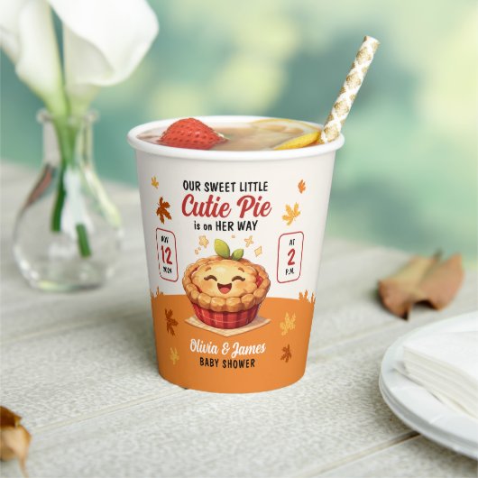 私たちの甘い小さなかわいこちゃんパイ秋ベビーシャワー 紙コップ (インサイチュ)