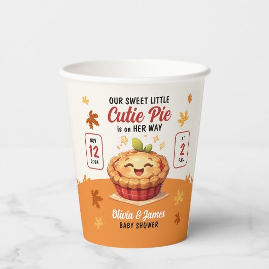 私たちの甘い小さなかわいこちゃんパイ秋ベビーシャワー 紙コップ (裏面)