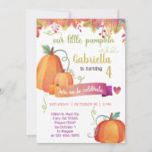 私たちの甘い小さなカボチャの女の子の誕生日招待状。 招待状 (正面)