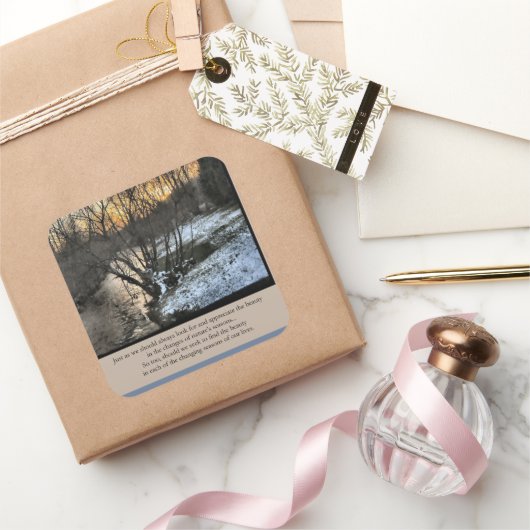 私たちの生活の季節感動的 スクエアシール (ギフト)