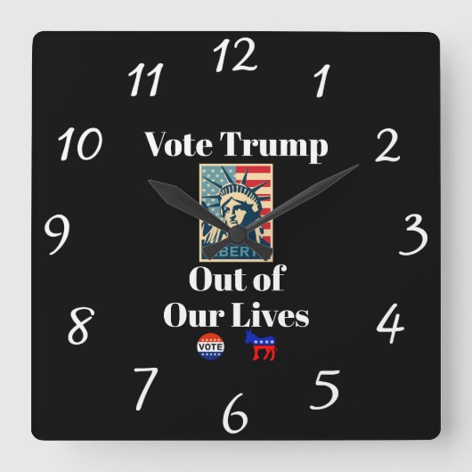私たちの生活時計からトランプに投票 スクエア壁時計 (正面)