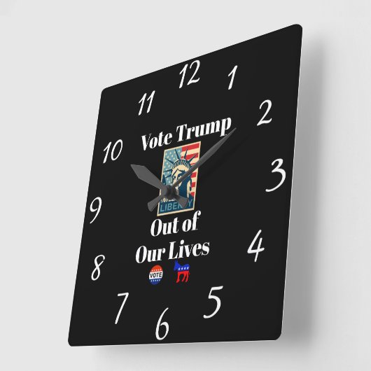 私たちの生活時計からトランプに投票 スクエア壁時計 (傾斜)