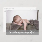 私たちの男の子を紹介，名前ベビー写真 案内ポストカード (正面/裏面)