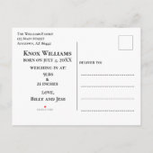 私たちの男の子を紹介，名前ベビー写真 案内ポストカード (裏面)