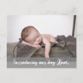 私たちの男の子を紹介，名前ベビー写真 案内ポストカード (正面)