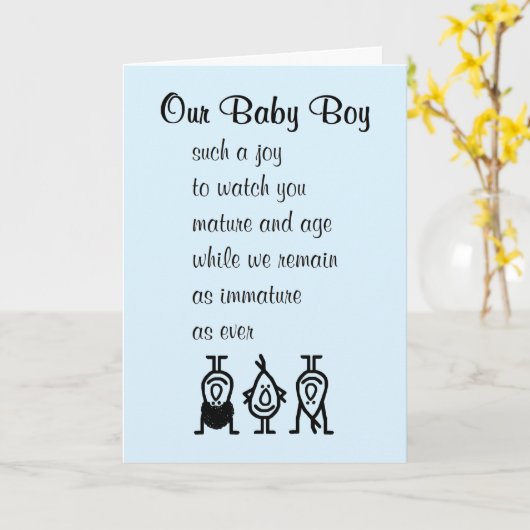 私たちの男の赤ちゃんおもしろいは、息子のための誕生日詩 カード (黄色い花)