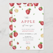私たちの目と心の赤いリンゴが落ちる ベビーシャワーの招待状 招待状 (正面/裏面)