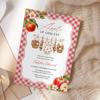 私たちの目のりんご 赤ちゃんの水浴び ウォーターカラーの秋 招待状