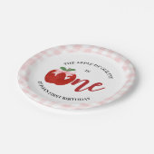 私たちの目のアップルのピンクボウ誕生日 ペーパープレート (アングル)