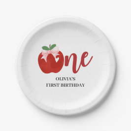 私たちの目のアップルのピンクボウ誕生日 ペーパープレート