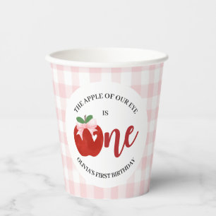 私たちの目のアップルのピンクボウ誕生日 紙コップ