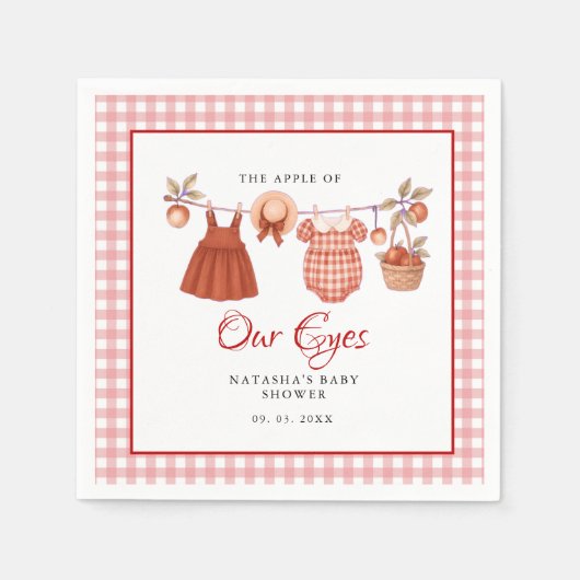 私たちの目のアップルフルーツ秋の赤ちゃん感謝していシャワーあなた スタンダードカクテルナプキン (正面)