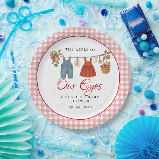 私たちの目のアップルフルーツ秋の赤ちゃん感謝していシャワーあなた ペーパープレート (パーティー)