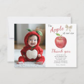 私たちの目のアップル子供の誕生日パーティー感謝していあなた サンキューカード (正面)