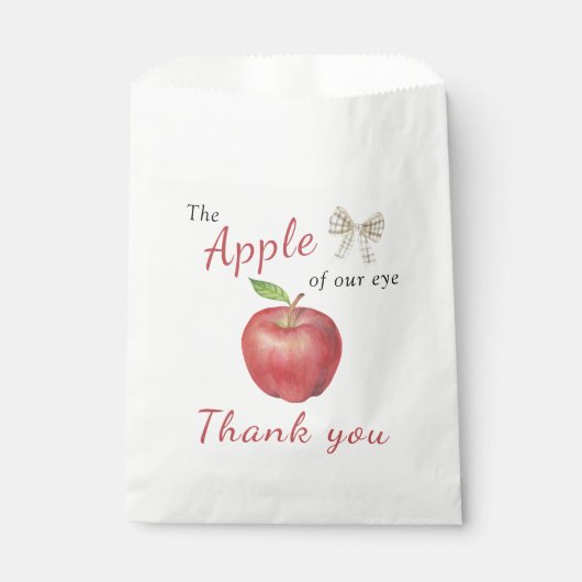 私たちの目のアップル子供の誕生日パーティー感謝していあなた フェイバーバッグ (正面)