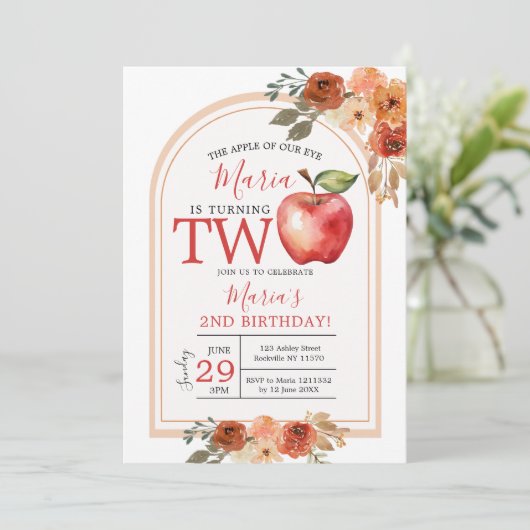 私たちの目のリンゴはターニング2秋誕生日 招待状 (スタンド正面)
