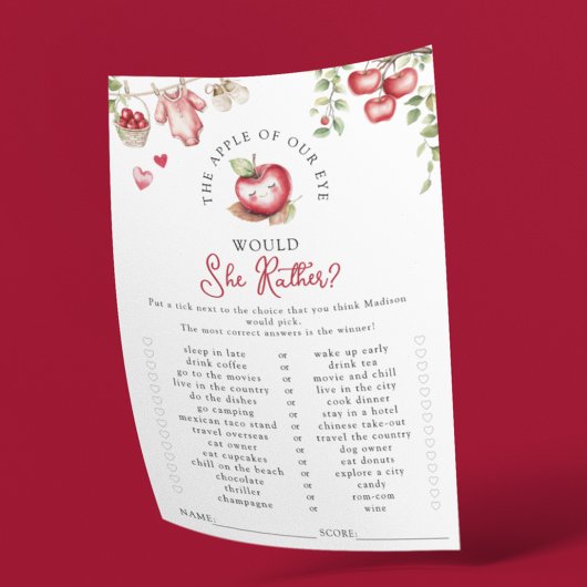 私たちの目のリンゴは彼女はむしろ赤ちゃんシャワーゲームをする