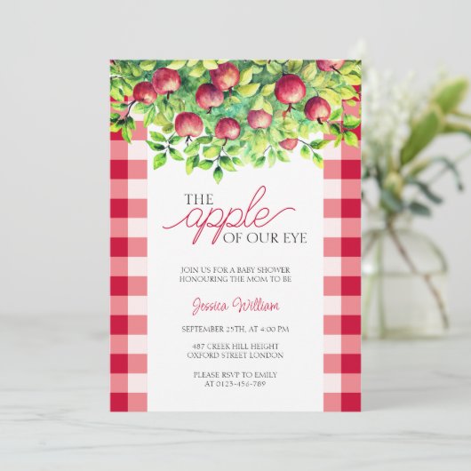 私たちの目のリンゴ感謝の赤ちゃんシャワー 招待状 (スタンド正面)
