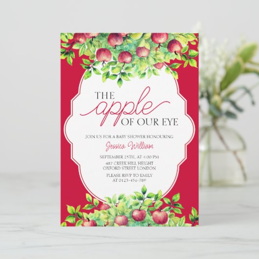 私たちの目のリンゴ感謝の赤ちゃんシャワー 招待状 (スタンド正面)
