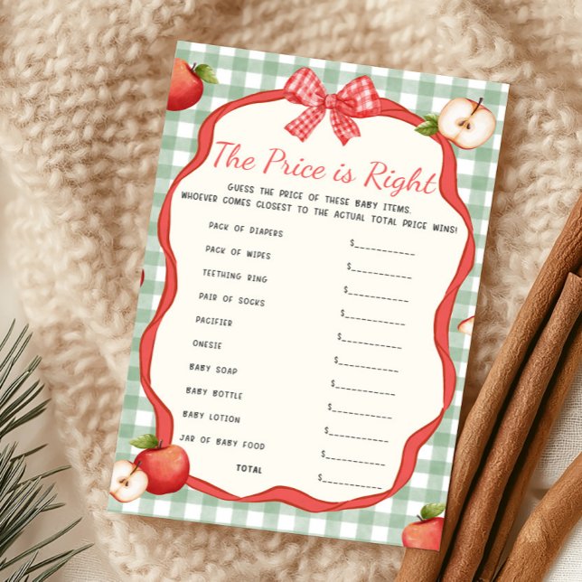 私たちの目のリンゴ ギンガム柄 The Price Is Right ゲーム (Apple of Our Eye Baby Shower The Price Is Right Game)