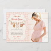 私たちの目のリンゴ ベビーシャワーの写真のお礼カード (正面)
