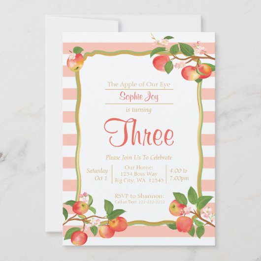 私たちの目の中のリンゴの誕生日招待状 招待状 (正面)