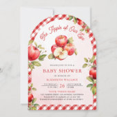 私たちの目の中のリンゴ アーチ QR コード ベビー シャワー 招待状 (正面)