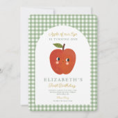 私たちの目の中のリンゴ 可愛いリンゴ 1歳の誕生日 招待状 (正面)