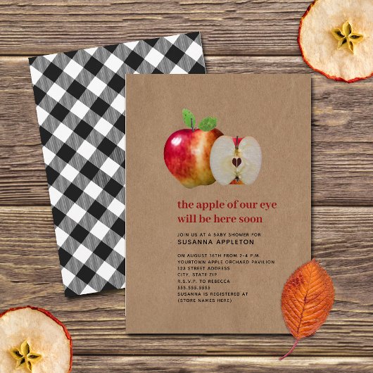 私たちの目の中のリンゴ 秋のオシャレなベビーシャワー 招待状