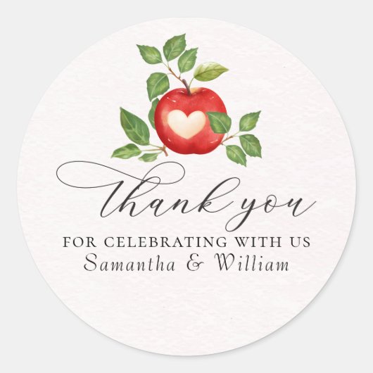 私たちの目の中のリンゴ 秋の収穫 ナチュラル ベイビーシャワー ラウンドシール (正面)