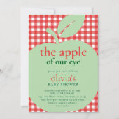 私たちの目の中のリンゴ 緑 赤 ベビーシャワー 招待状 (正面)